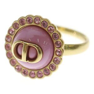 Christian Dior Petit Rhinestone Ring Pink Gold GP